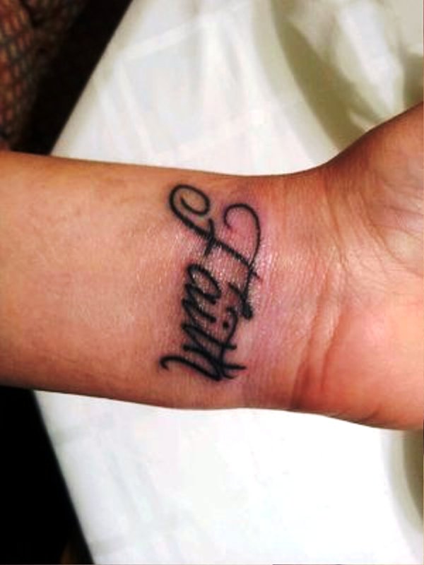 Unique Faith Tattoo On Wrist