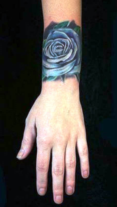 Wonderful Blue Rose Tattoo