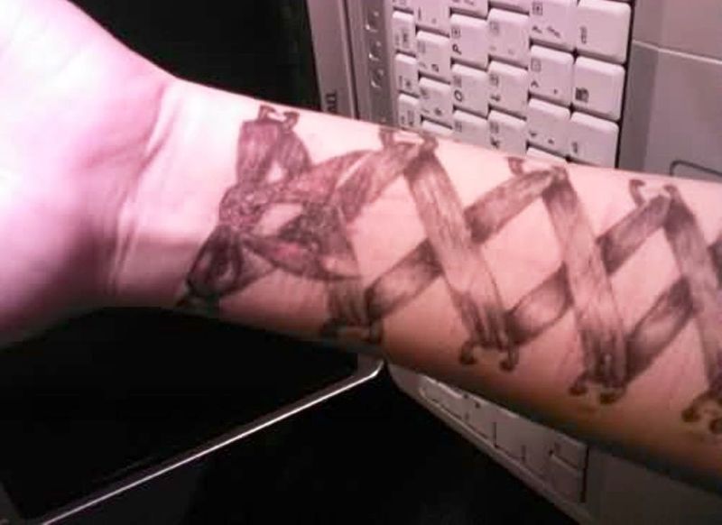 Wonderful Corset Wrist Tattoo