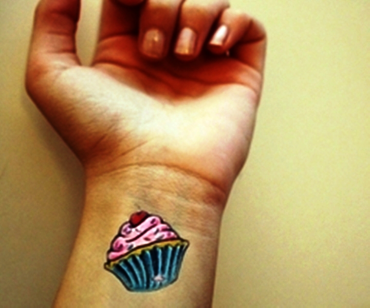 Wonderful Cupcake Wrist Tattoo