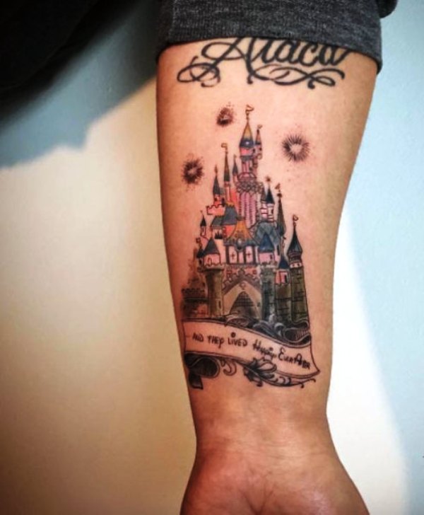 Wonderful Disney Castle Tattoo On Wrist