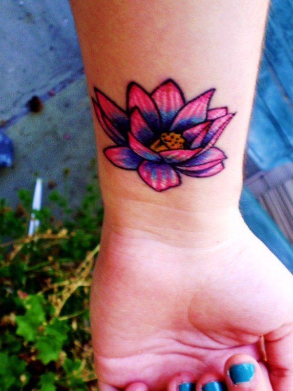 Wonderful Lotus Tattoo On Wrist
