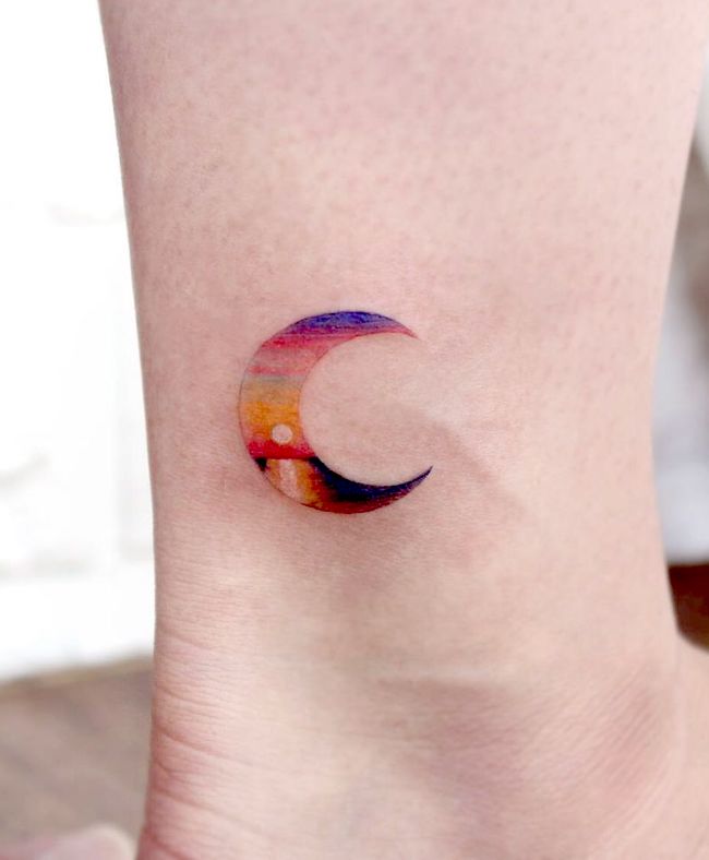 Sunset In The Moon By @greem.tattoo