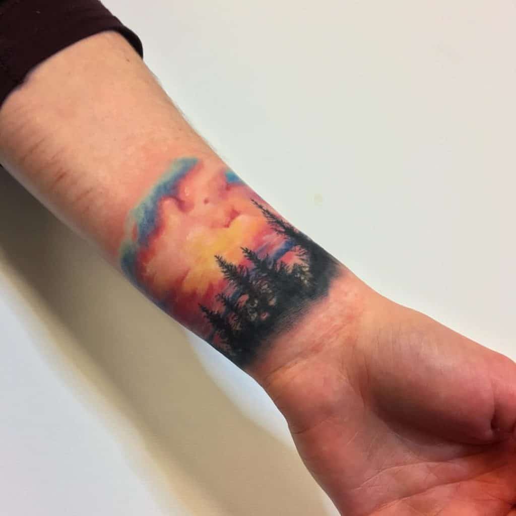 Small Sunset Tattoo On Wrist02